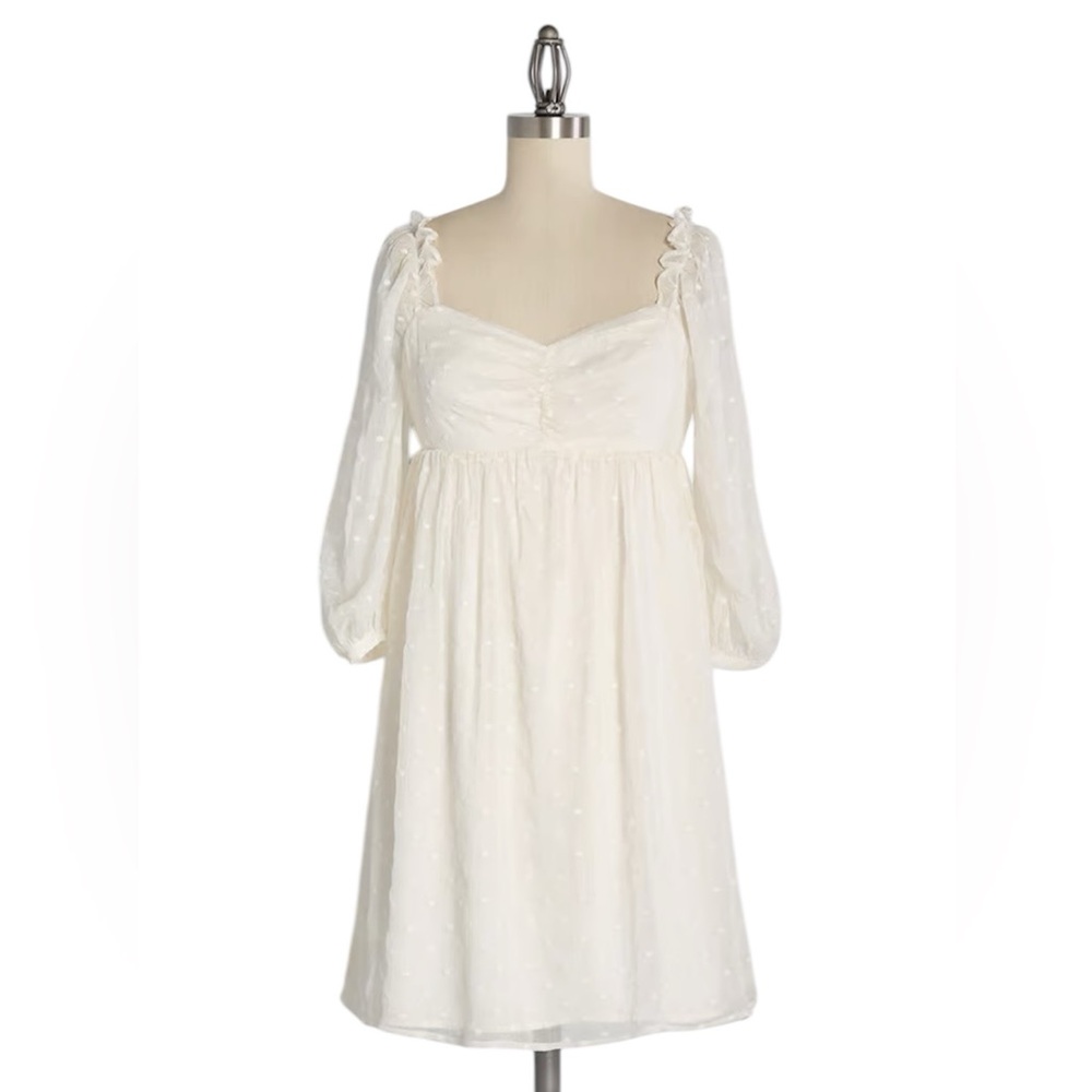 Modcloth Ivory Babydoll Dress. NWT
